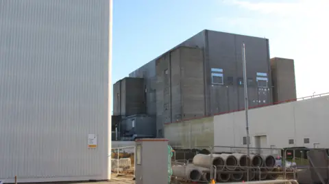 George King/BBC A building at Sizewell A in Leiston, next to Sizewell B