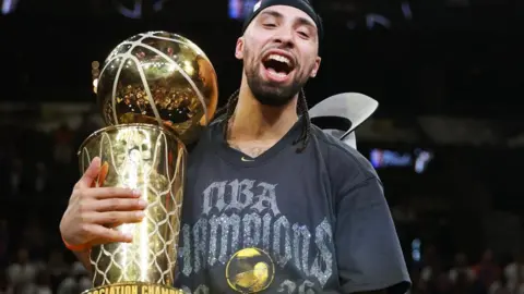 Jose Alvarado of the New York Knicks celebrates after the victory against the San Antonio Spurs in Game Five of the 2026 NBA Finals 