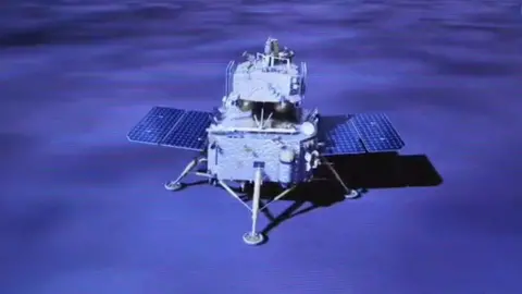چاند کی سطح پر Chang'e-6 کا CNSA آرٹ ورک