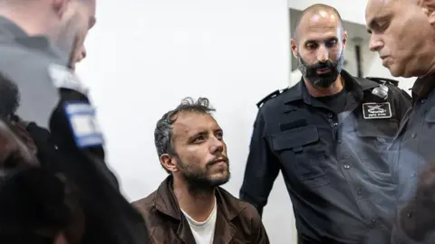 AFP Brazilian activist Thiago Ávila is surrounded by Israeli security personnel at a court in the Israeli coastal city of Ashkelon on 5 May 2026