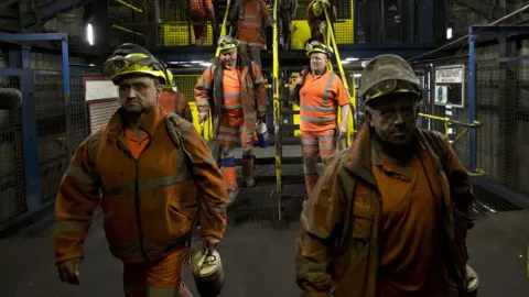 WPA Pool/Getty Images Kellingley mine workers