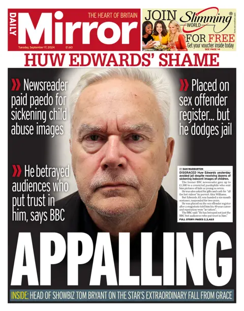 "Appalling" headlines the Mirror 