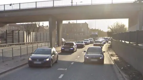 Google Cars queuing