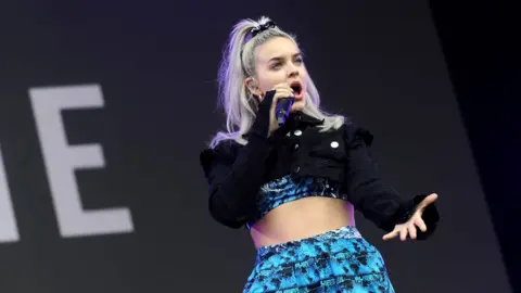 Anne-Marie on stage at the Biggest Weekend in Swansea