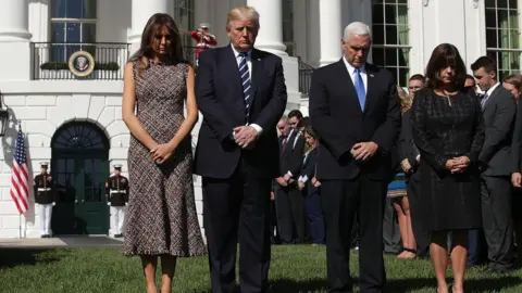 Getty Images Trump during a moment of silence