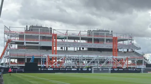 Wrexham's new Kop stand under construction