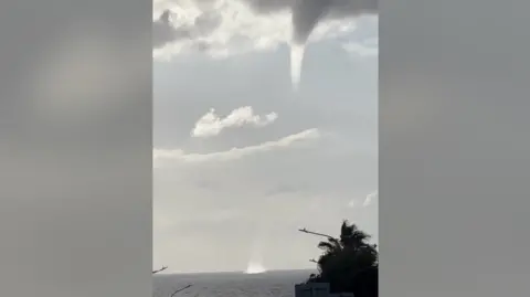 A waterspout over the sea in Cyprus