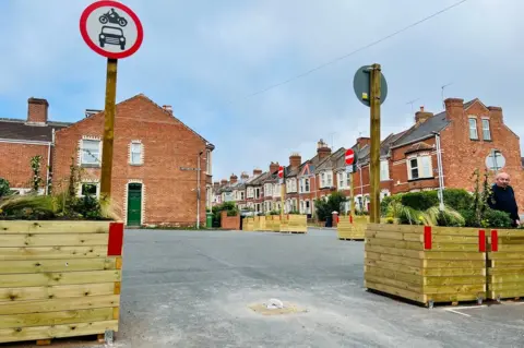 BBC Stump of bollard at top of St Mark's Avenue in Exeter