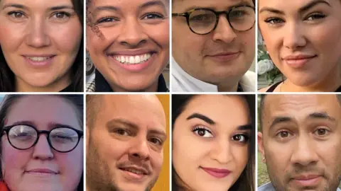 BBC Composite picture of eight entrepreneurs