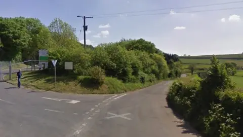 Google Google maps view of the beginning of the new Strawberry Line Section On B3136 West Shepton in Shepton Mallet