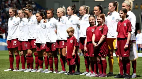 Getty Images The England team before a friendly