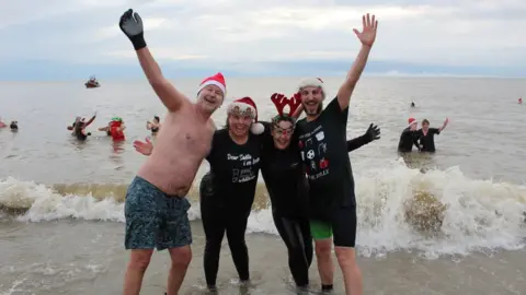 St Elizabeth Hospice Swimmers in the sea at Felixstowe