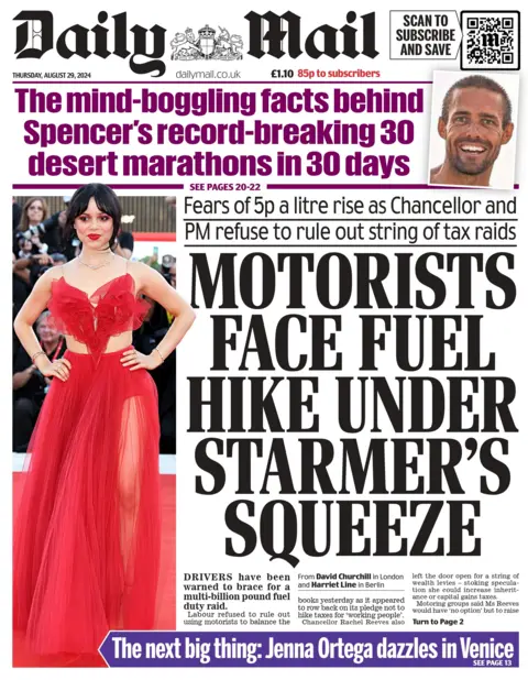 Daily Mail: Motorists face fuel hike under starmer's squeeze