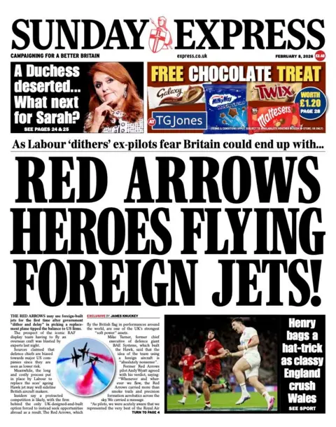 "Red Arrows heroes flying foreign jets."