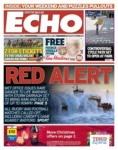 South Wales Echo Front page of the South Wales Echo 