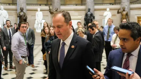 Getty Images Adam Schiff walks through the Senate