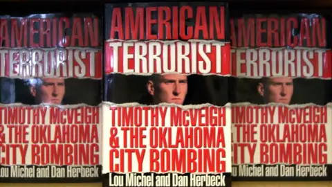 Getty Archive Copies of American Terrorist on book shelf