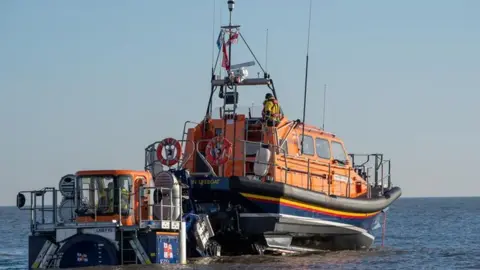 RNLI/MIKE MILLER Bridlington RNLI all-weather boat Anthony Patrick Jones launching.