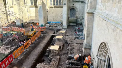 Exeter Cathedral New Cloister Gallery building ground