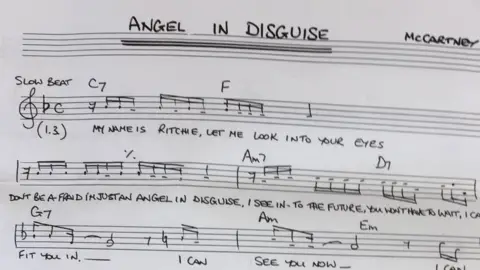 Tony Prince/Omega Auctions Lyrics sheet for Angel in Disguise