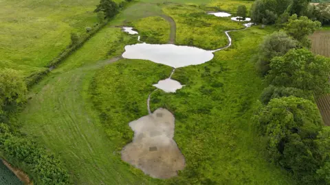Environment agency An ariel photo of a new wetland complex near Minsterley funded by Severn Trent. It shows a number of pools of water surrounded by wetlands and fields