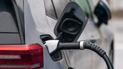 An electric vehicle charging station 
