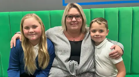 BBC Michelle and her two children, Erin and Isaac