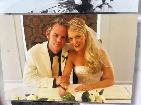 family handout A couple's wedding photo