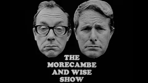 Part of the credits for the show, giving its title The Morecambe and Wise Show, and featuring both the comedians faces, which are pulling frowns