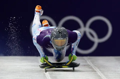 Athlete competing in the skeleton
