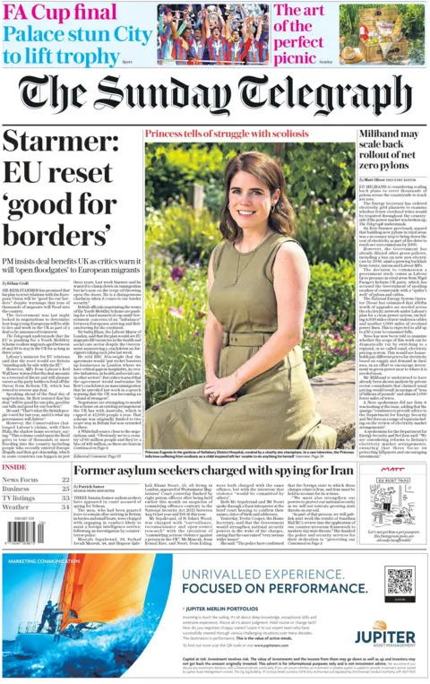 The front page of the Telegraph which is headlined with 