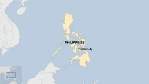 A map showing the Philippines and the location of Cebu City
