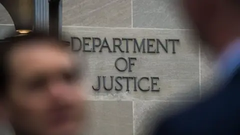 Getty Images A Department of Justice sign in Washington, DC