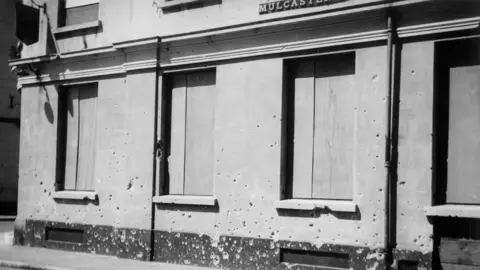 Société Jersiaise Photographic Archive Damage done by German bombs in Mulcaster Street, St Helier