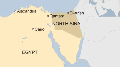BBC Map of Egypt showing location el-Arish