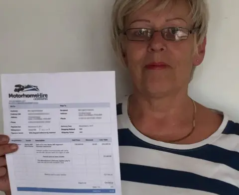 Ingrid Anderson Ingrid Anderson with the receipt for payment from Motorhome Hire Scotland
