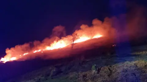 Shropshire Fire and Rescue Service Fire on hillside