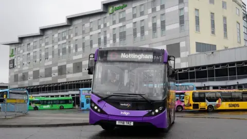 BBC Bus in Derby heading to Nottingham