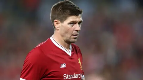 Getty Images Steven Gerrard of Liverpool looks on during the International Friendly match between Sydney FC and Liverpool FC at ANZ Stadium on May 24, 2017 in Sydney, Australia.