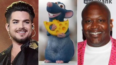 Getty Images Adam Lambert (left), Remy from Ratatouille and Tituss Burgess (right)