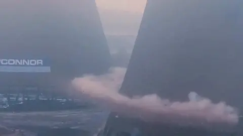 smoke during tower blast