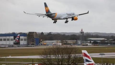 Getty Images Flight arrives at Gatwick Airport