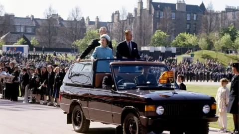 PA The Queen and Prince Philip at Edinburgh's Meadowbank Stadium, where they attended a Pageant of Scottish Youth during their Silver Jubilee tour of Scotland in 1977