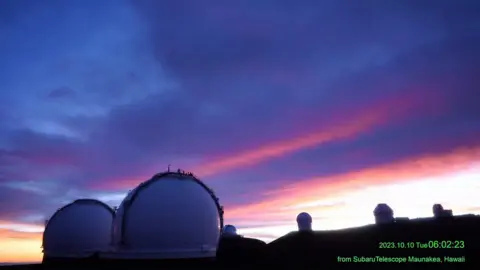 Sunrise over Subaru telescope in Mauna Kea, Hawaii