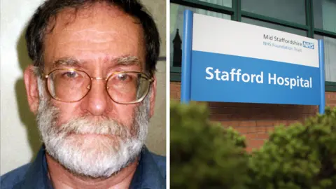 Getty Images Dr Harold Shipman and Stafford Hospital sign