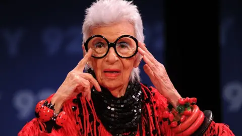 Getty Images Designer Iris Apfel poses for a photo at 92nd Street Y on May 2, 2018 in New York City