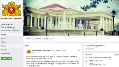 Facebook / Information Committee Screenshot of Myanmar's Information Committee Facebook page