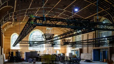 Carlotta Luke The inside of the corn exchange during restoration work