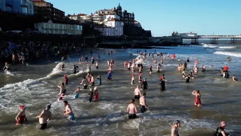 Boxing Day dippers at Cromer in Norfolk