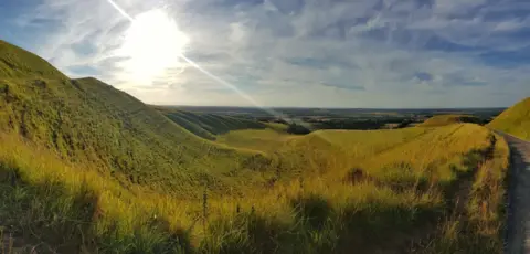 Hedley Thorne White Horse Hill in the evening sunshine